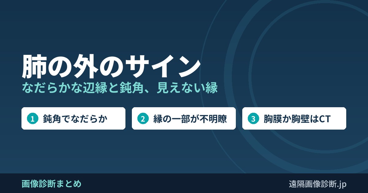 肺の外のサイン なだらかな辺縁と鈍角、見えない縁