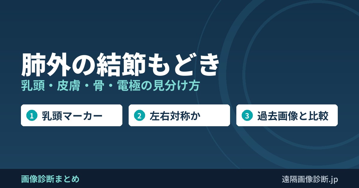 肺外の結節もどき 乳頭・皮膚・骨・電極の見分け方