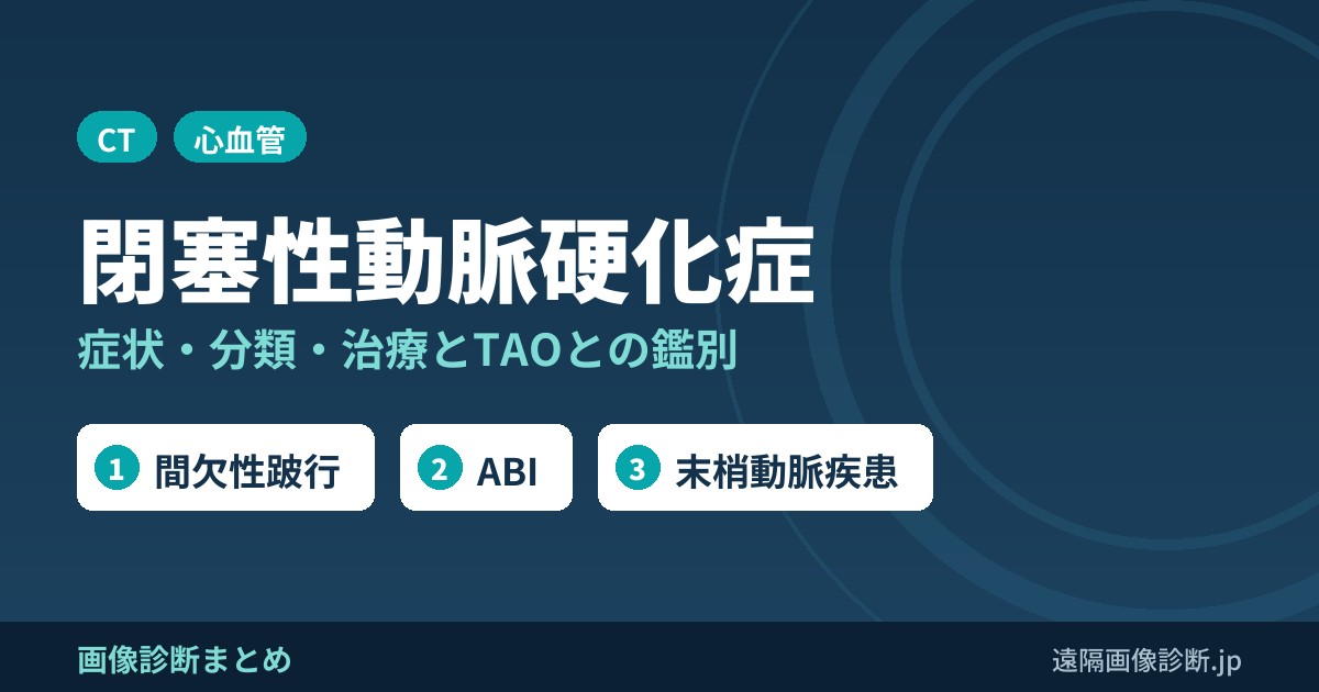 閉塞性動脈硬化症の症状、分類、治療、TAOとの鑑別、間欠性跛行