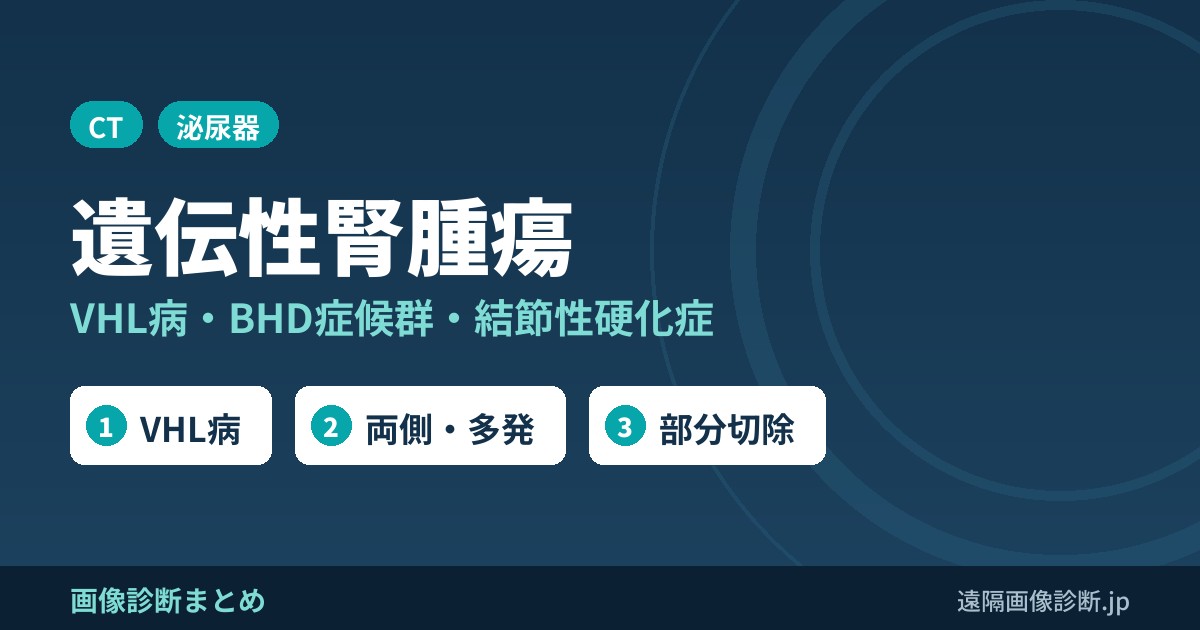 遺伝性(成人家族性)腎腫瘍とは？Von Hippel-Lindau病、Birt-Hogg-Dube症候群、結節性硬化症