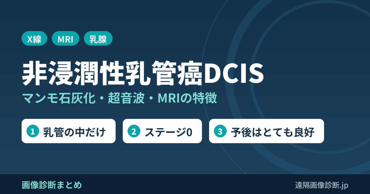 非浸潤性乳管癌(DCIS)とは？マンモグラフィの石灰化・超音波・MRI画像の特徴