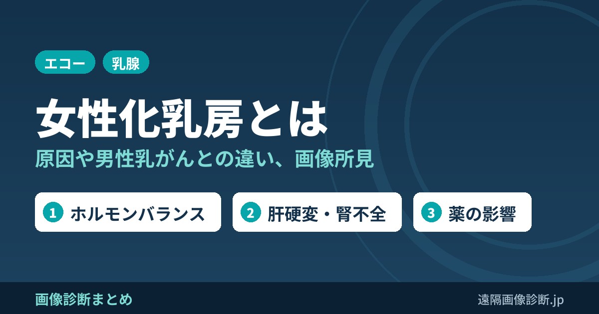 女性化乳房とは？原因(薬・肝硬変など)とCT・エコー画像所見、男性乳がんとの違い
