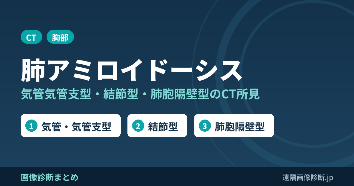 肺アミロイドーシスのCT画像所見｜気管気管支型・結節型・肺胞隔壁型
