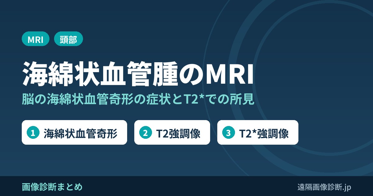 海綿状血管腫(海綿状血管奇形)とは？英語(cavernous angioma)・症状とMRI画像所見(T2強調像・T2*)