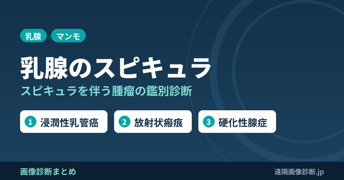 乳腺でスピキュラ(spicula)を伴う腫瘤の鑑別診断