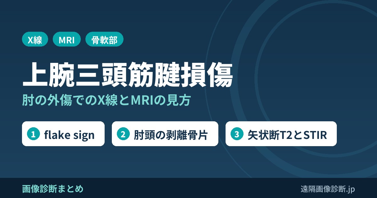 上腕三頭筋付着部炎、上腕三頭筋腱損傷の画像診断(ダンベル、ストレッチ、腕立て、投球)