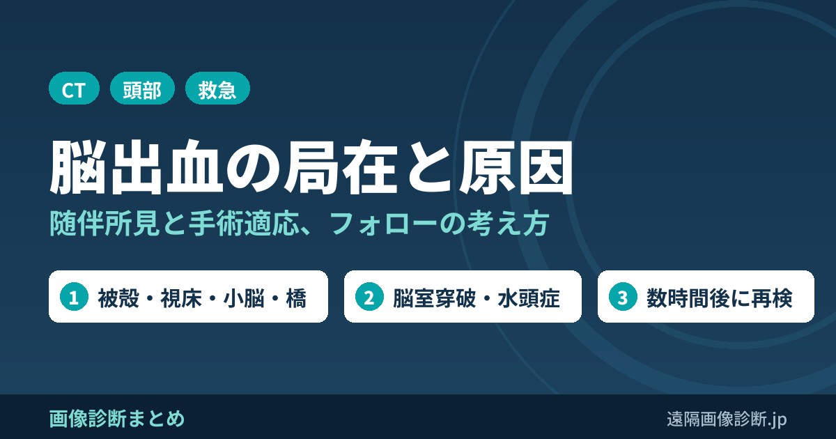 脳出血の局在と原因、随伴所見、手術適応、フォロー