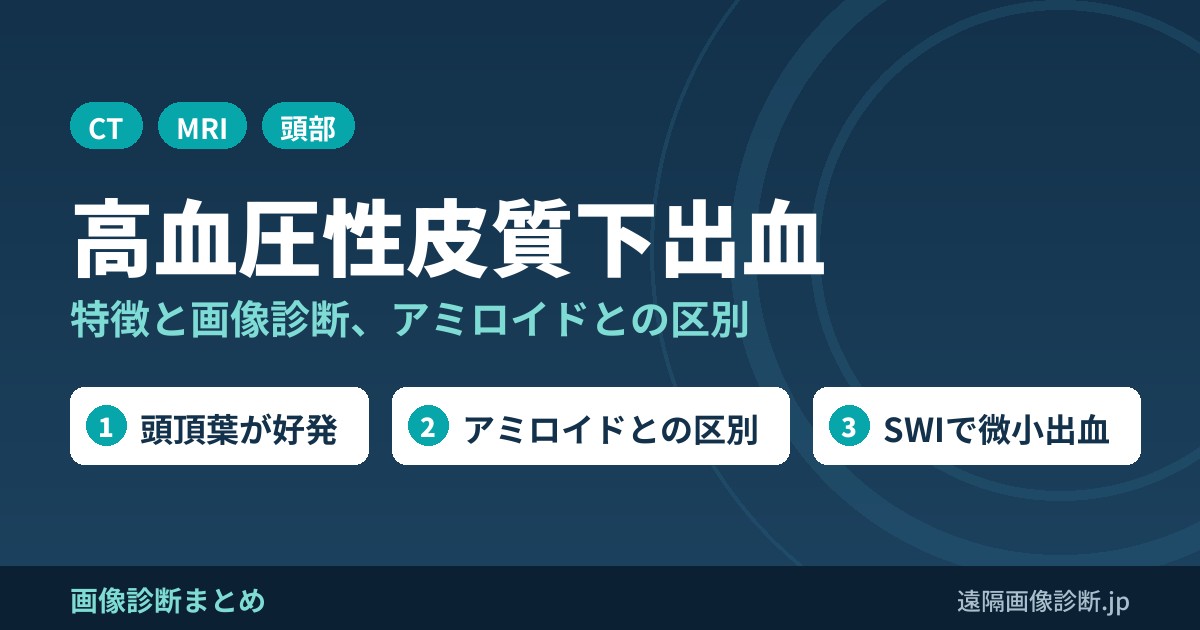 高血圧性皮質下出血の特徴、画像診断