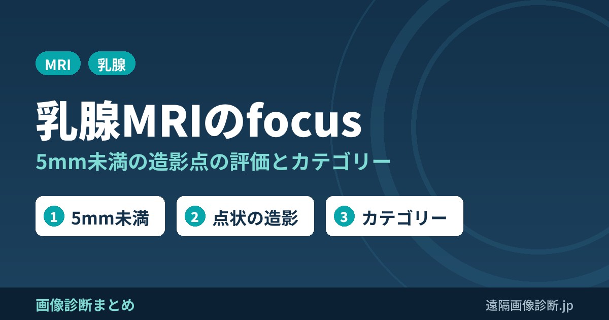 BI-RADS MRIに基づく乳腺MRI読影法｜focusの評価とカテゴリー