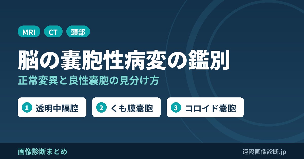 脳および頭部の嚢胞性病変の鑑別・画像診断まとめ