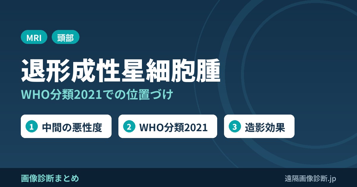 退形成性星細胞腫のMRI画像所見｜WHO分類2021での位置づけ