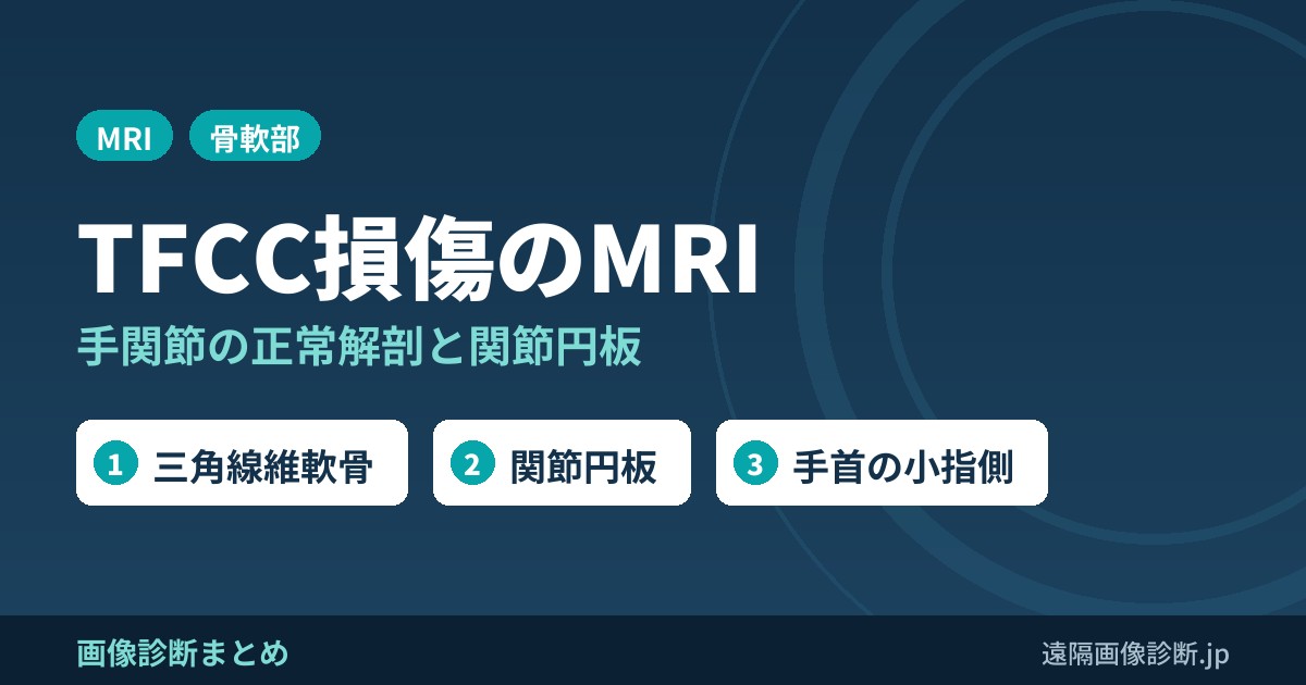 TFCC損傷とは？手関節MRI画像所見とTFCCの正常解剖(関節円板・メニスカス類似体)
