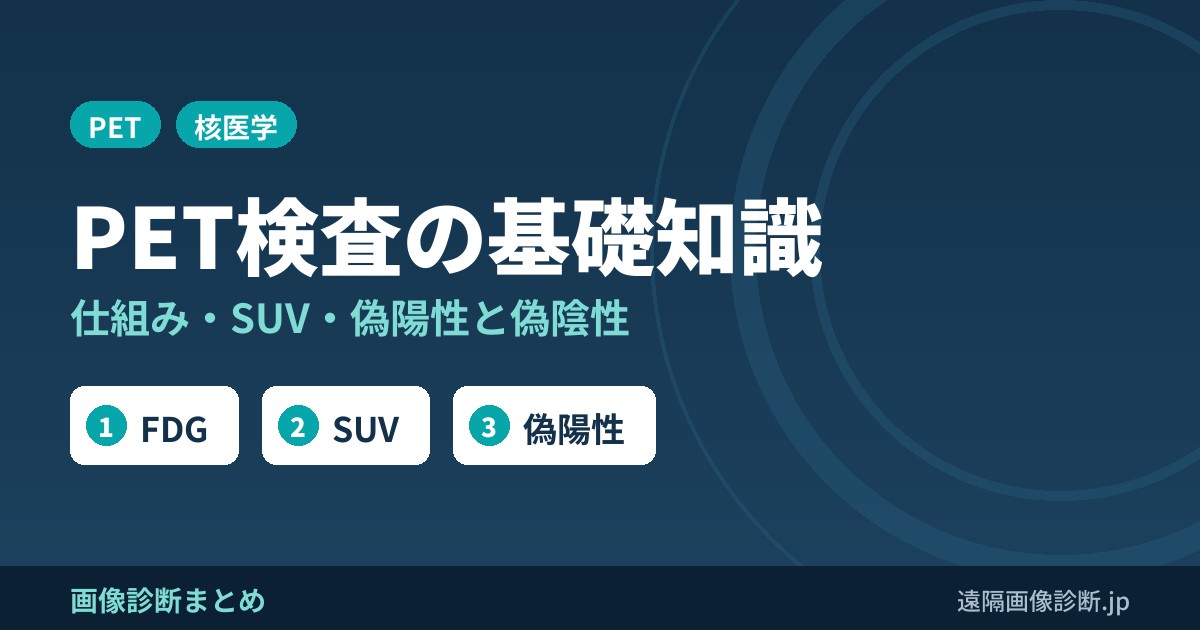 PET検査(FDG-PET)の基礎知識｜仕組み・SUV・偽陽性と偽陰性・検査前の注意