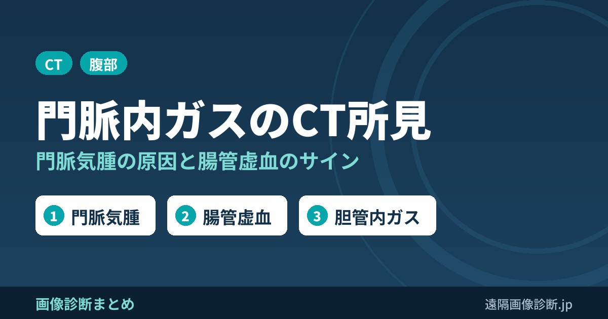 門脈内ガス(門脈気腫)の原因とCT画像所見｜腸管虚血のサインと胆管内ガスとの違い