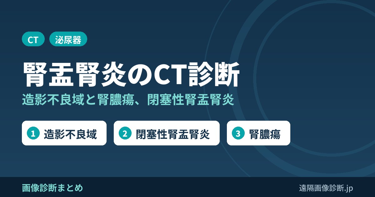 腎盂腎炎のCT画像診断｜症状・原因と造影不良域、閉塞性腎盂腎炎・腎膿瘍・治療
