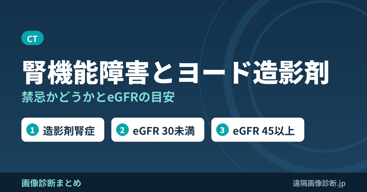 CT造影剤(ヨード)を腎機能障害に使う場合のポイントは？禁忌？