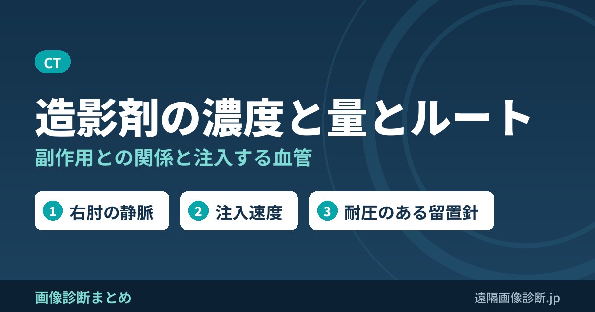 CT造影剤(ヨード)の濃度と量と副作用の関係、選ぶ血管やルート