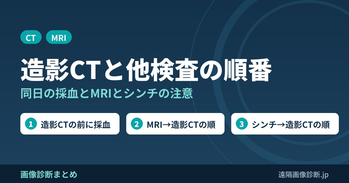 造影CTと他の検査が同日にあるときの影響と順番｜採血・MRI・シンチ・再検査の間隔