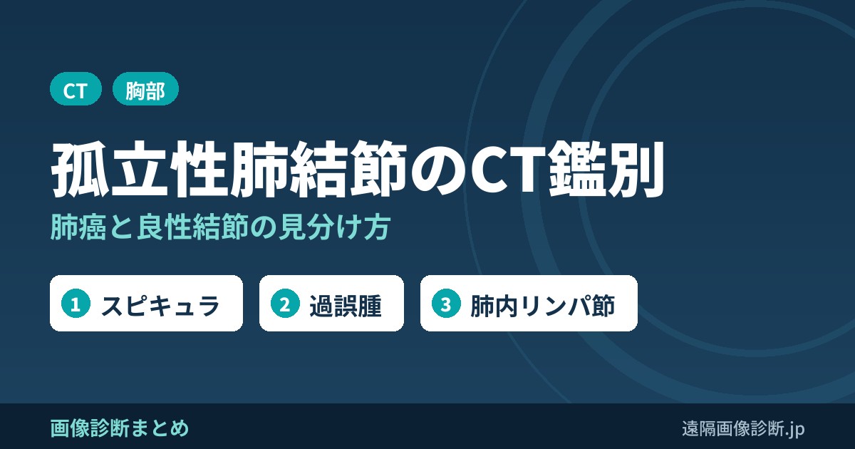 孤立性肺結節、腫瘤のCT画像における鑑別診断は？