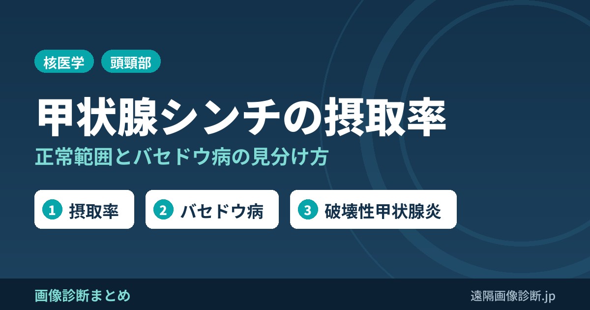 甲状腺シンチグラフィの摂取率の正常範囲は？画像診断のポイントは？