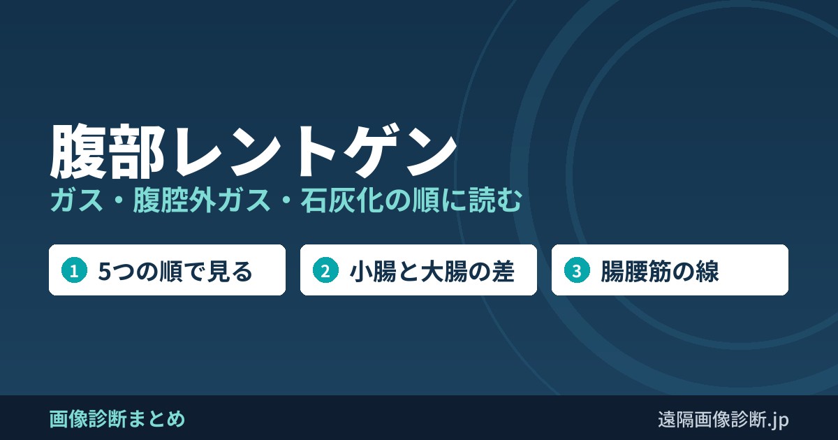 腹部レントゲン ガス・腹腔外ガス・石灰化の順に読む
