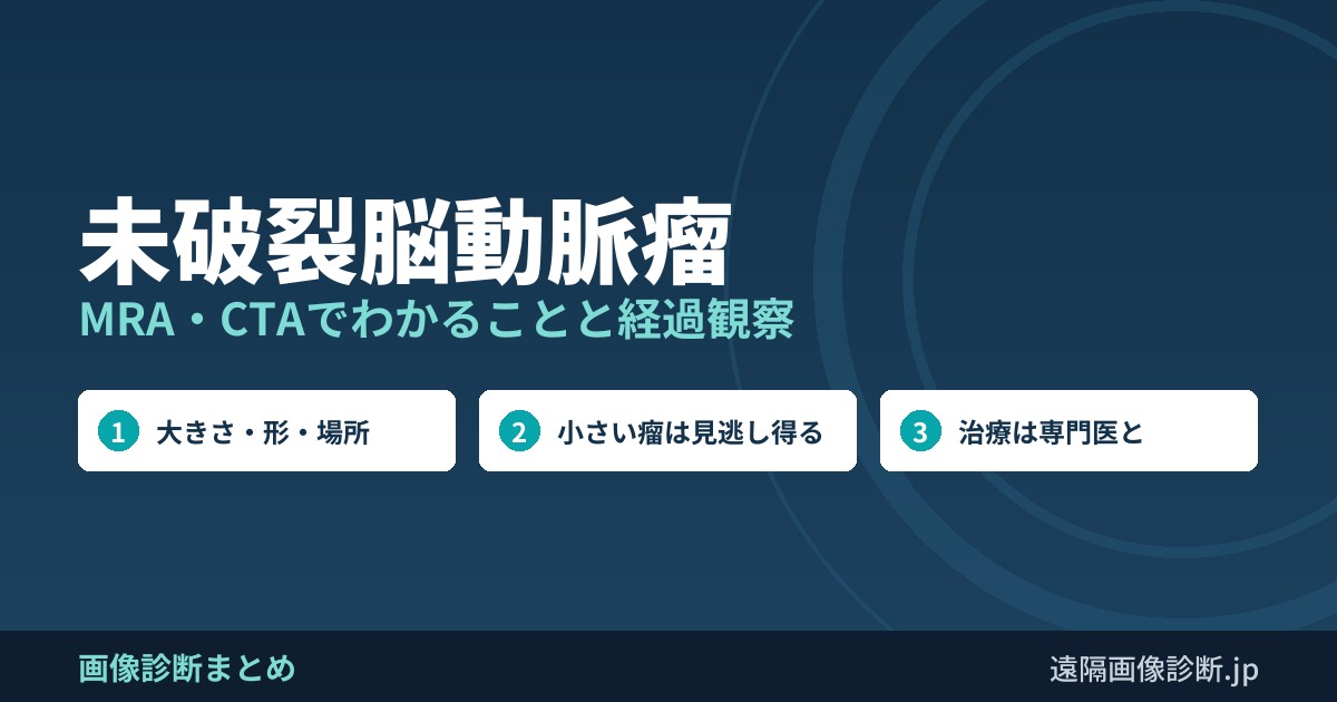 未破裂脳動脈瘤 MRA・CTAでわかることと経過観察